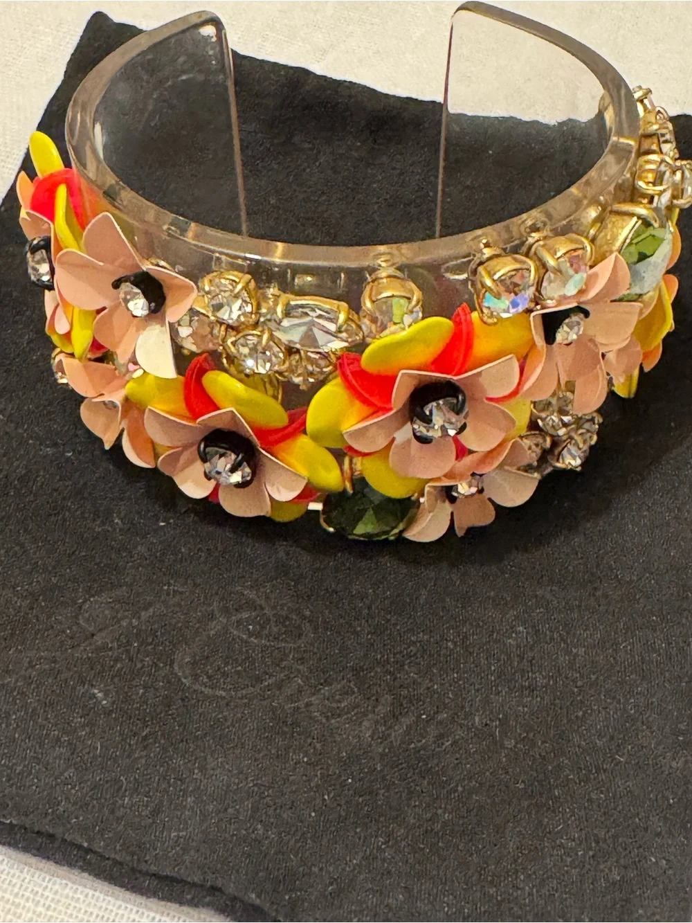 Vintage Rare J.Crew Floral Bib Statement Necklace & Flower Cuff Complete Set
